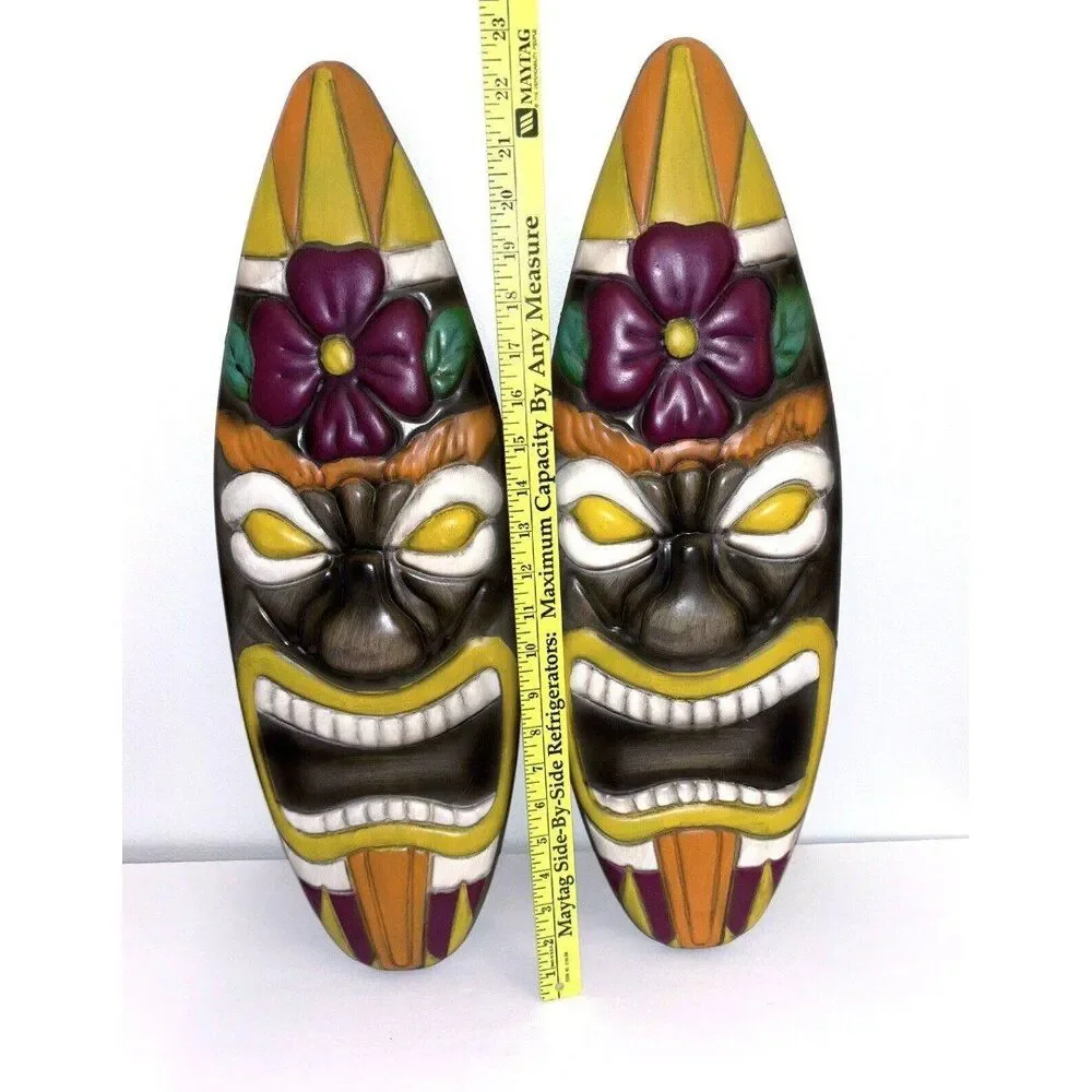Metal Tiki Signs Set of 2 Outdoor Decor Polynesian Theme